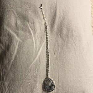 Crystal Teardrop Hair Chain - Silver Rhinestone Accent